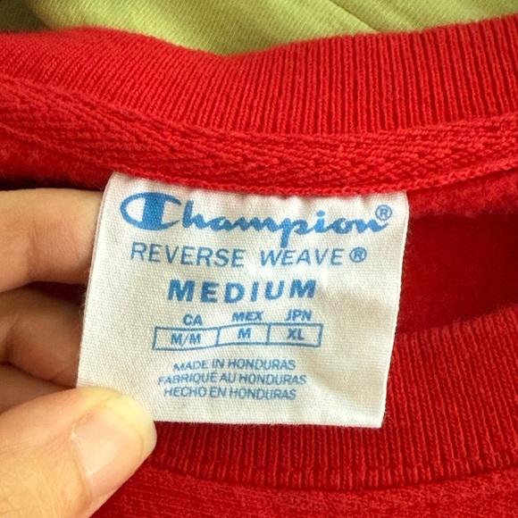 Champion Red Crewneck Sweater with Ribbed Cuffs - Picture 3 of 3